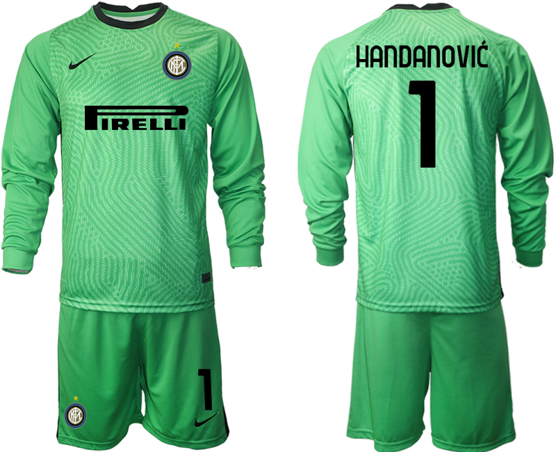 Cheap 2021 Men Internazionale green goalkeeper long sleeve 1 soccer jerseys